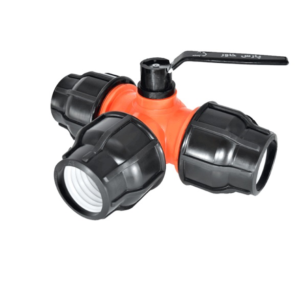 شیر پلیمری سه راهی سه سر رابط ۶۳ میلیمتر